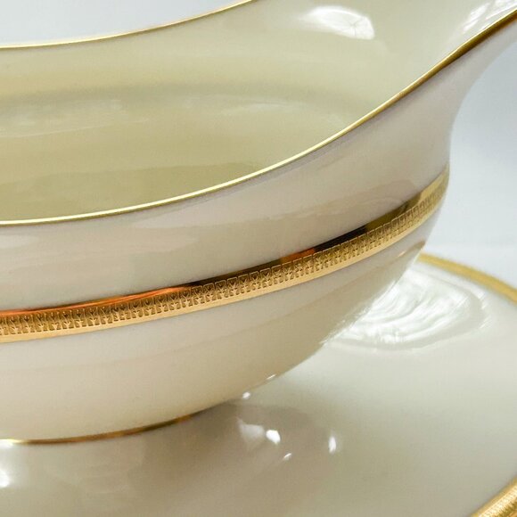 Lenox Tuxedo J-33 Gravy Boat with Attached Saucer, Vintage - Picture 8 of 9